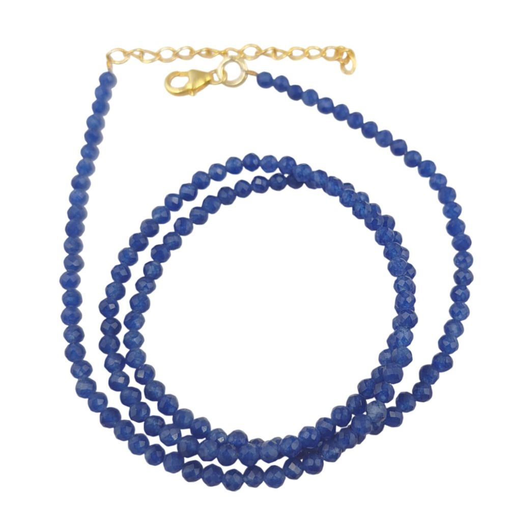Handmade Blue Sapphire Beaded Necklace – September Birthstone Jewelry