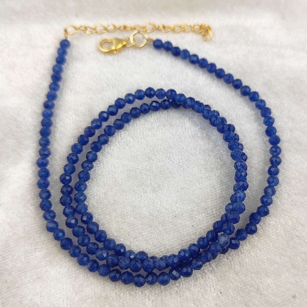 Boho Chic Blue Sapphire Necklace with Adjustable 18+2 Inch Chain
