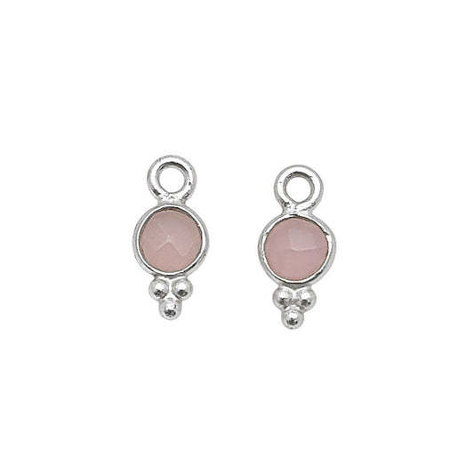 Dainty 4mm Pink Chalcedony Gemstone Pendant 925 Silver Charm