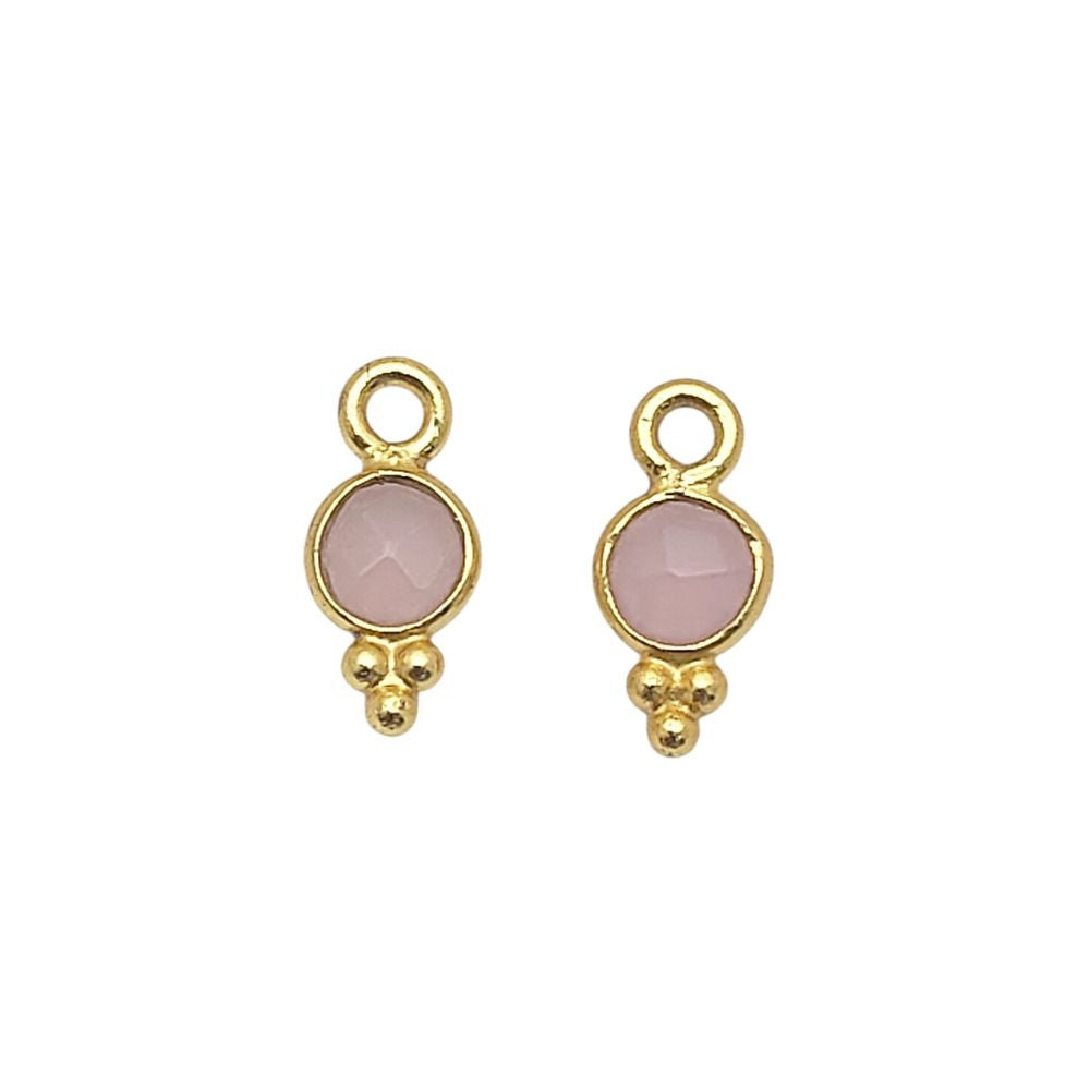 Gold Vermeil Pink Chalcedony Pendant 4mm Gemstone Charm