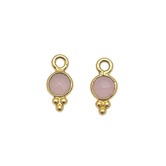 Gold Vermeil Pink Chalcedony Pendant 4mm Gemstone Charm