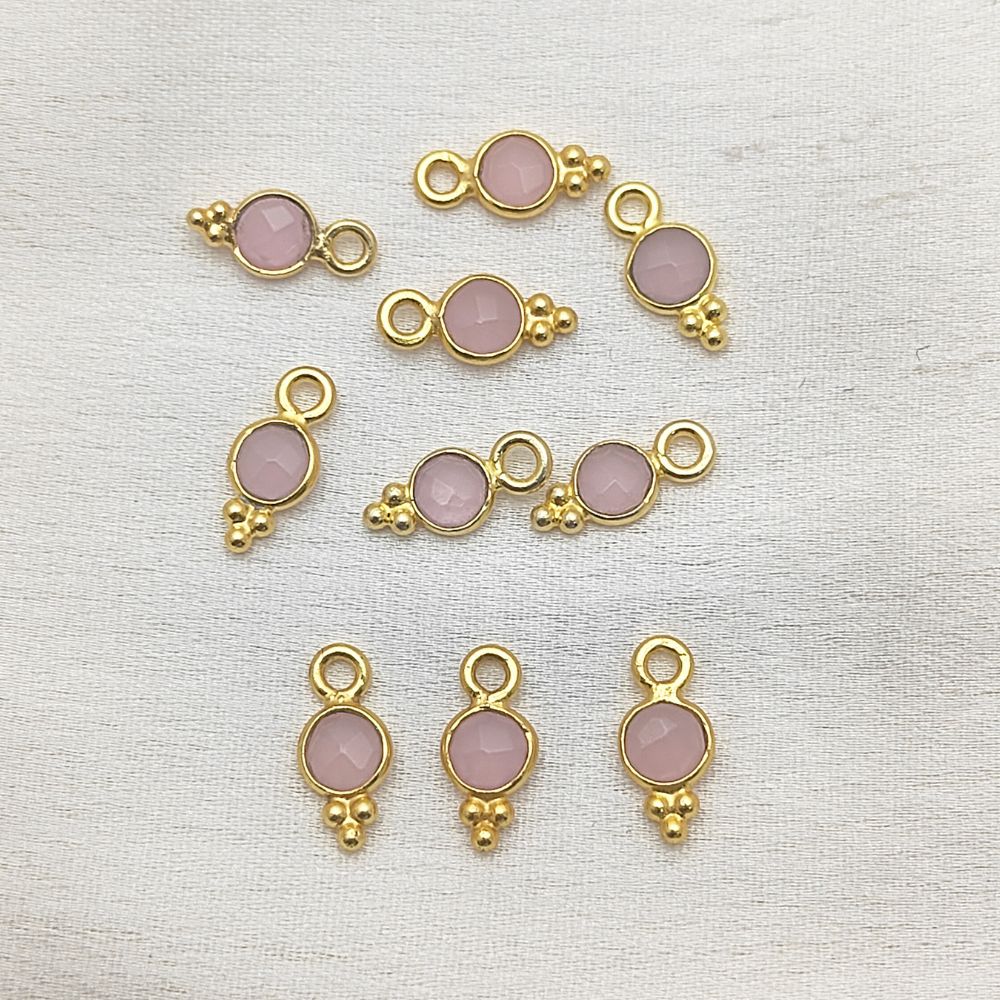 Gold Vermeil Pink Chalcedony Pendant 4mm Gemstone Charm