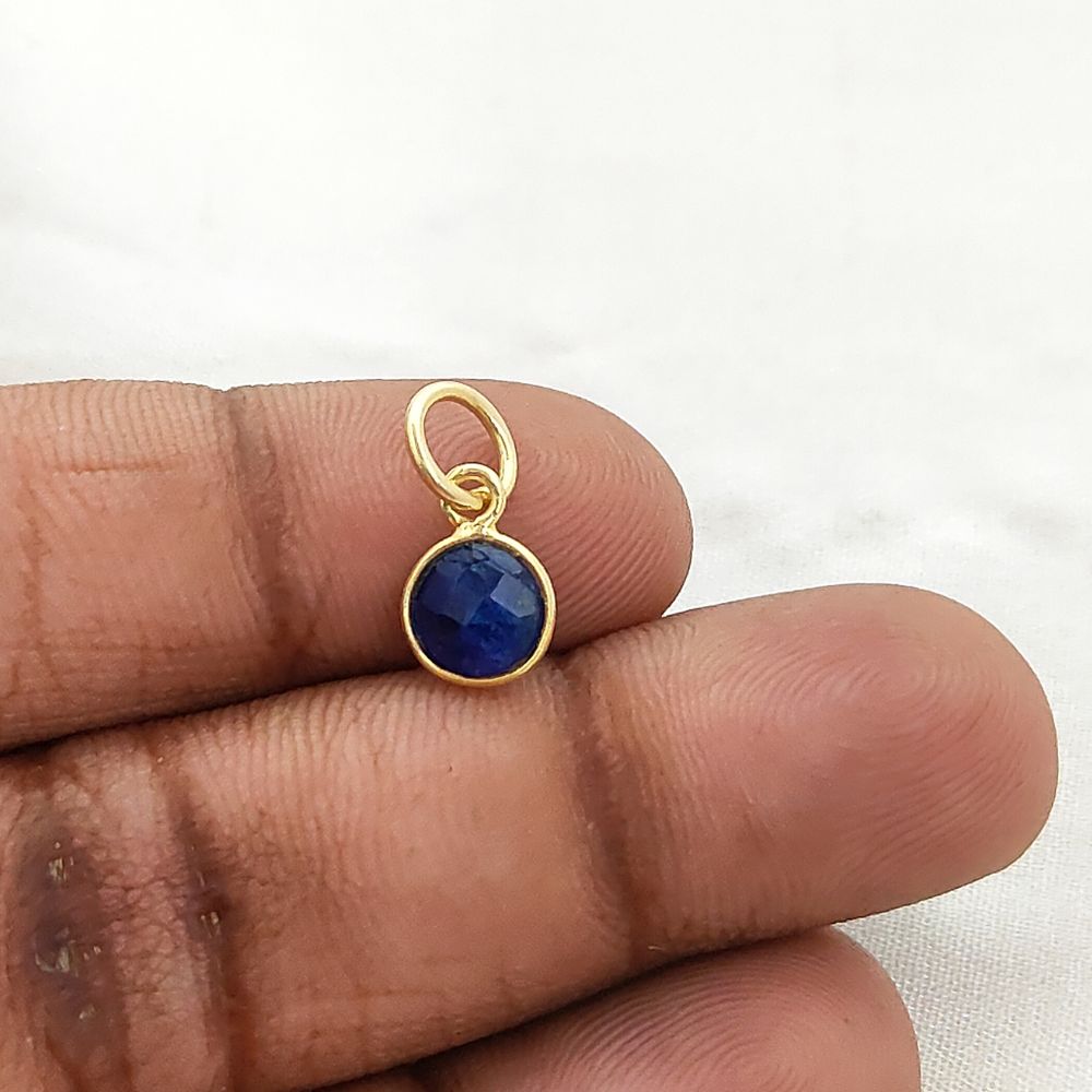 Gold Vermeil & Sterling Silver Sapphire Pendant Handmade 6mm Round Faceted September Birthstone Necklace Charm- Selling Per Piece