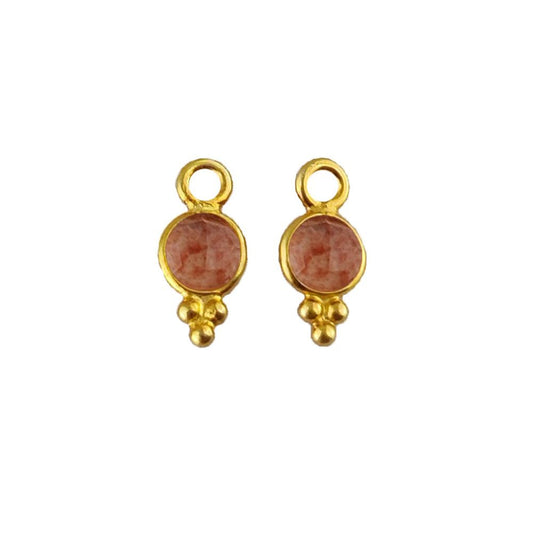 Gold Vermeil Strawberry Quartz Pendant 4mm Dainty Gemstone Charm