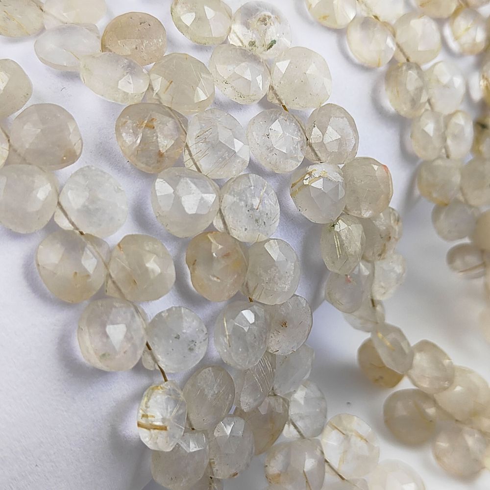 Faceted Golden Rutile Heart Beads – Stunning Gemstones for Elegant Jewelry Designs