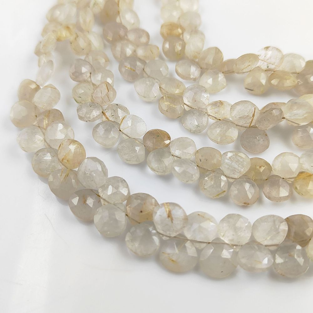 Sparkling Golden Rutile Heart Beads – Ideal for Unique Handmade Jewelry
