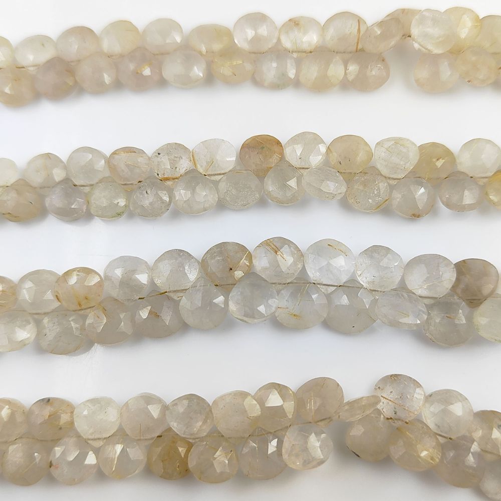 Golden Rutile Heart Beads – Radiant Faceted Gemstones for Luxury Jewelry Creations