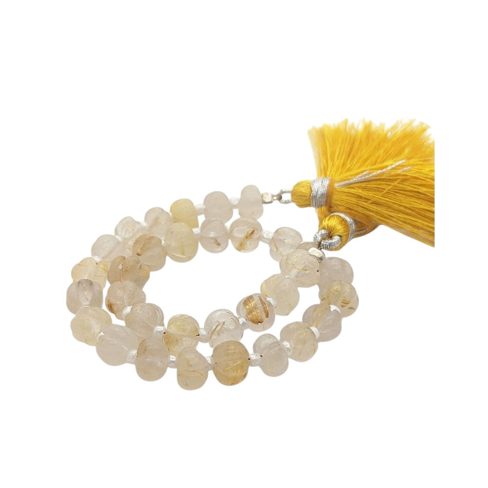 Golden Rutile Pumpkin Beads Radiant Gemstones for Jewelry Making & Wire Wrapping