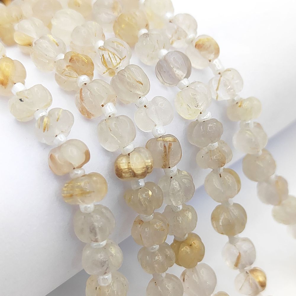 Radiant Golden Rutile Pumpkin Beads – Beautiful Gemstones for Wire Wrapping & Crafting