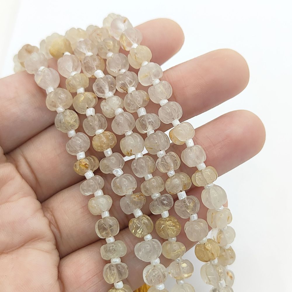 Golden Rutile Pumpkin Beads – Enhance Your Jewelry Creations with Radiant Gemstones