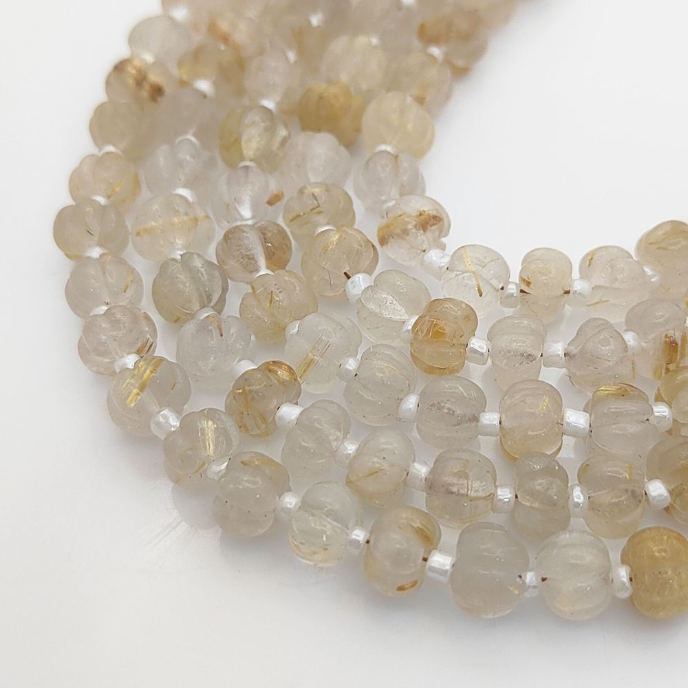 Golden Rutile Pumpkin Beads for Jewelry Makers – Perfect for Elegant Designs