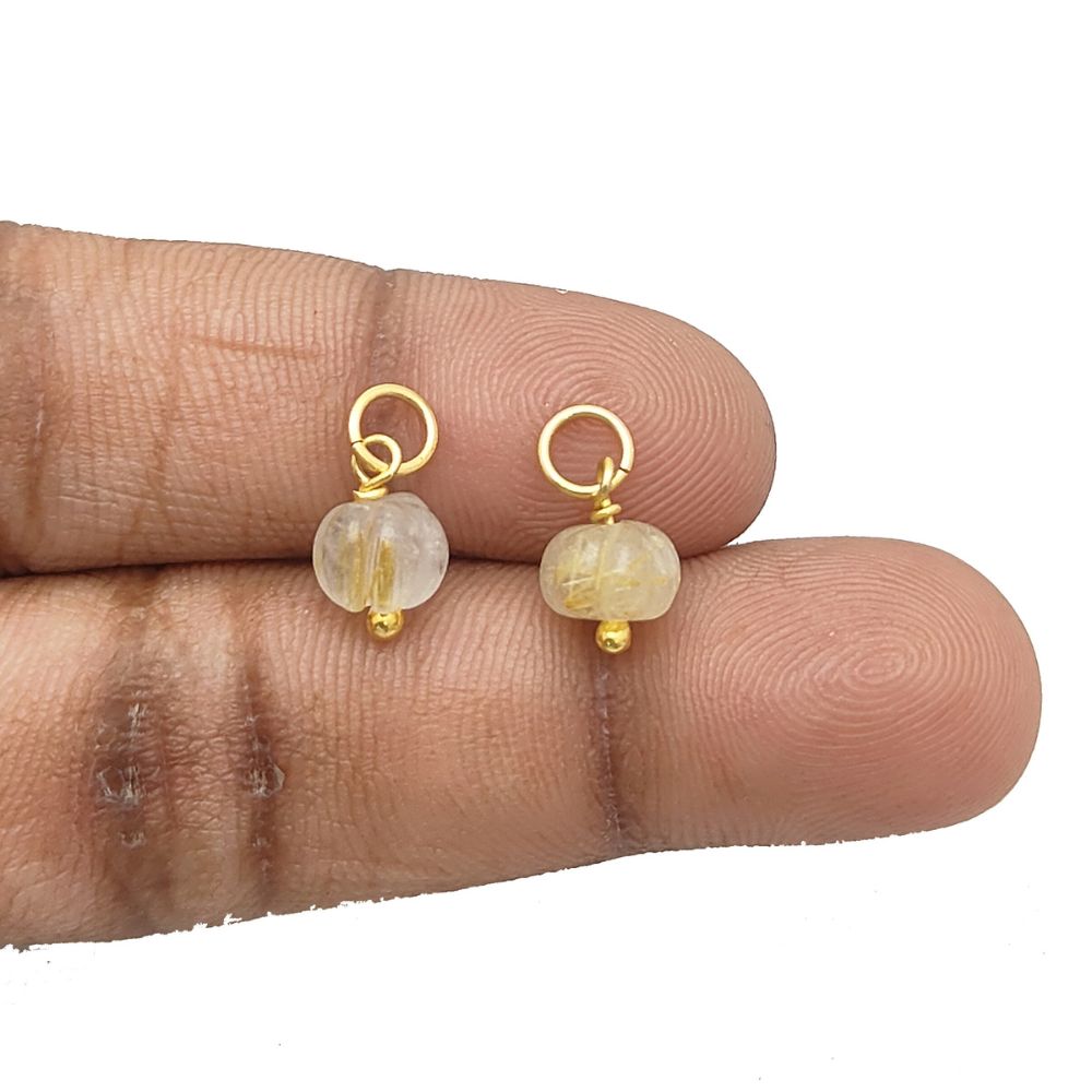 Golden Rutile Quartz Melon Pendant Pumpkin Charm Gemstone Bead for Handmade Jewelry- Selling Per Piece