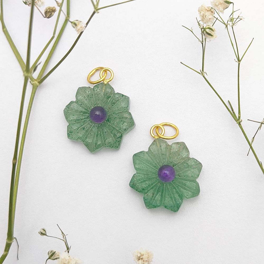 Hand-carved green gemstone charm sold per piece