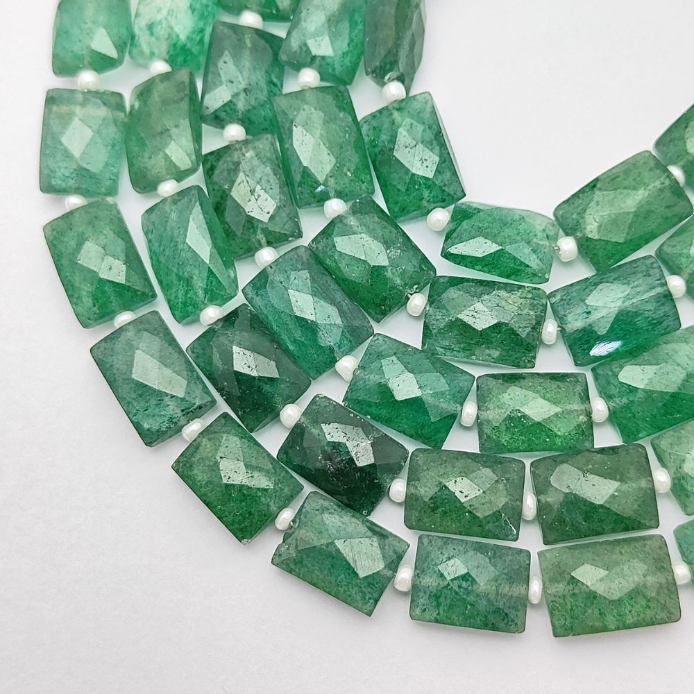 Green Strawberry Quartz Rectangle Beads Loose Stones for Creative Jewelry Design