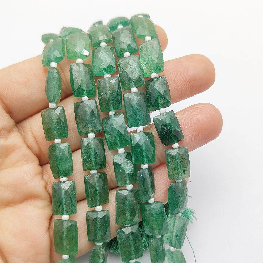 Green Strawberry Quartz Rectangle Beads Loose Stones for Creative Jewelry Design