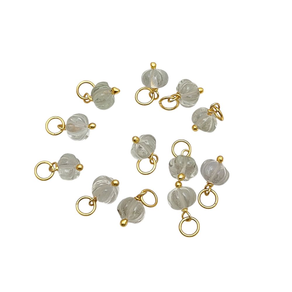 Green Amethyst Pumpkin Bead Pendant Handmade Melon Charm for Jewelry Making Projects- Selling Per Piece