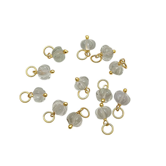 Green Amethyst Pumpkin Bead Pendant Handmade Melon Charm for Jewelry Making Projects- Selling Per Piece