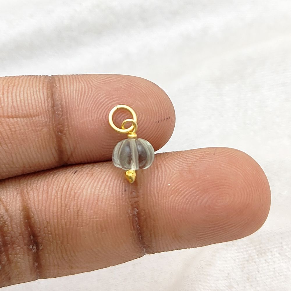 Green Amethyst Pumpkin Bead Pendant Handmade Melon Charm for Jewelry Making Projects- Selling Per Piece