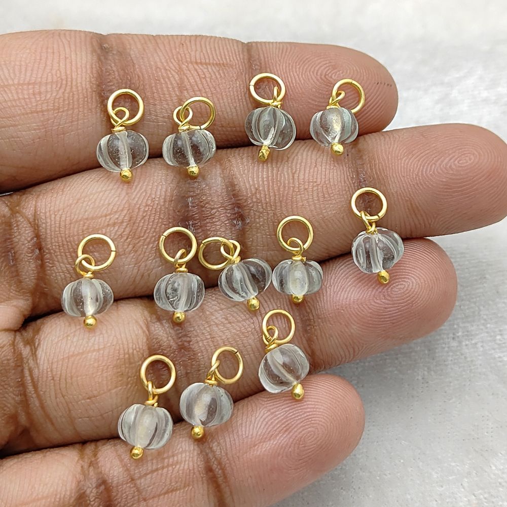 Green Amethyst Pumpkin Bead Pendant Handmade Melon Charm for Jewelry Making Projects- Selling Per Piece