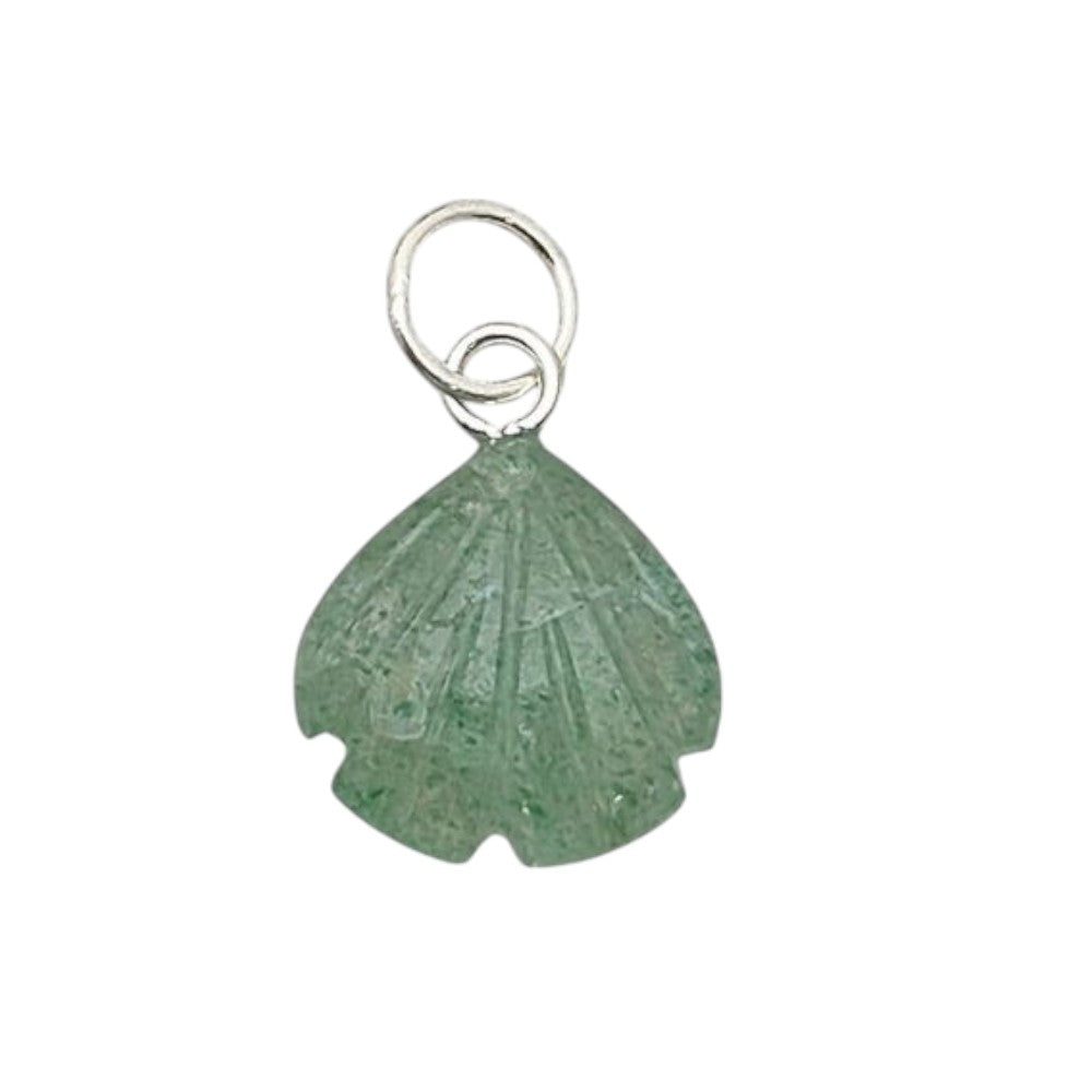 Handmade Green Aventurine Seashell Pendant with Gold Plated Sterling Silver