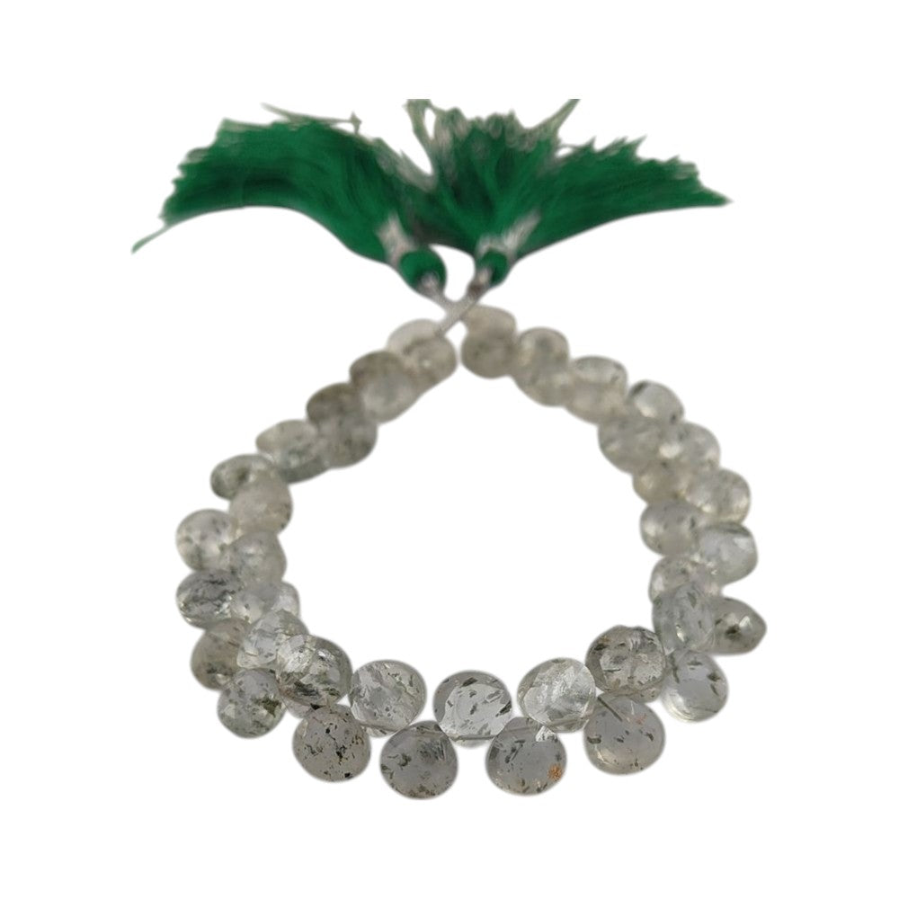 Green Dot Heart Faceted Beads – Natural Gemstones for DIY Jewelry