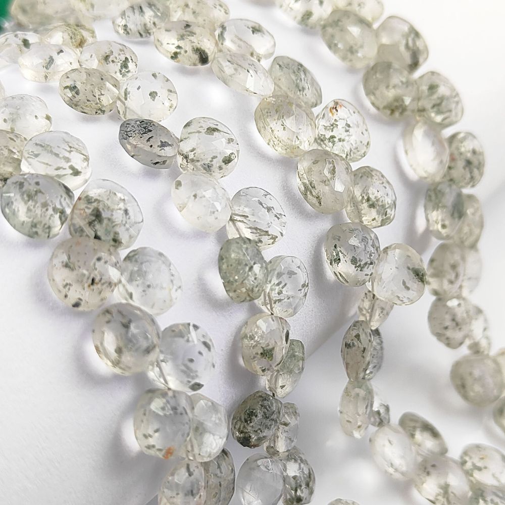 Stunning Green Dot Heart Beads – Natural Gemstones for Necklaces & Bracelets