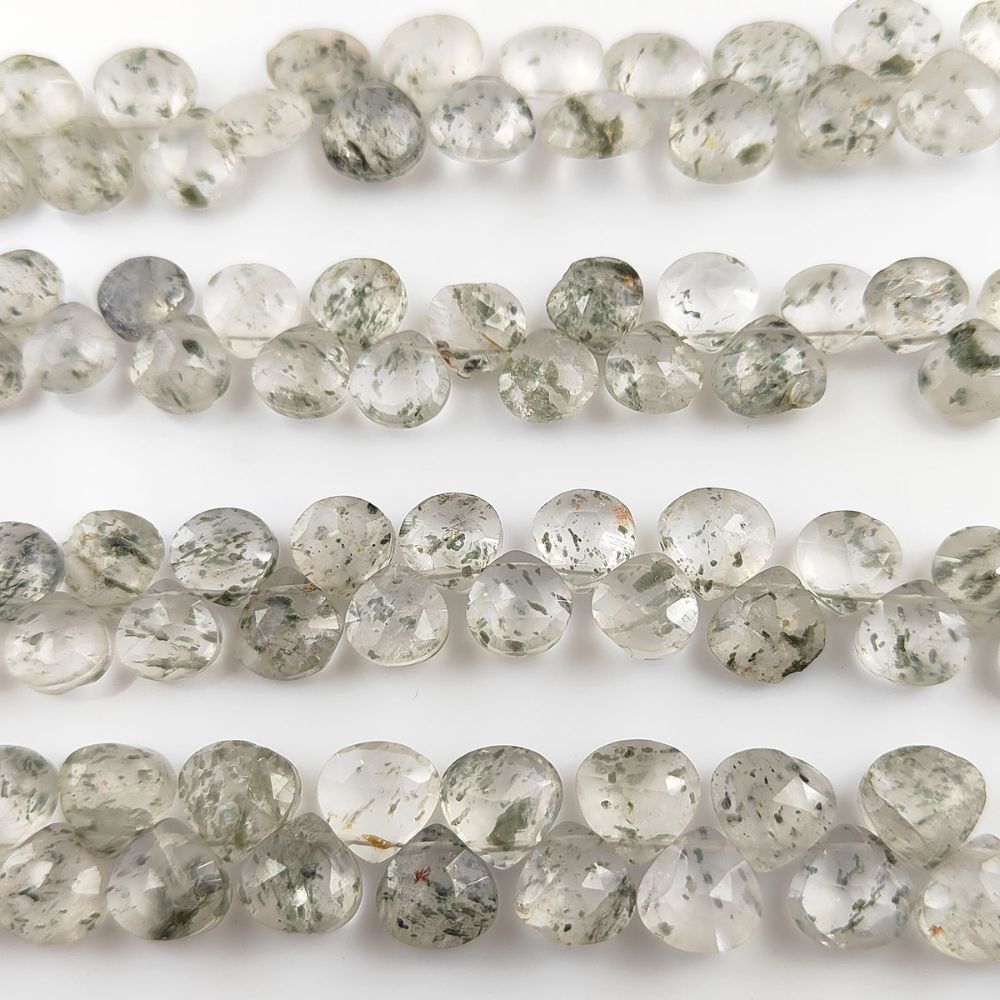 Unique Green Dot Heart Faceted Beads – Natural Stones for Custom Jewelry