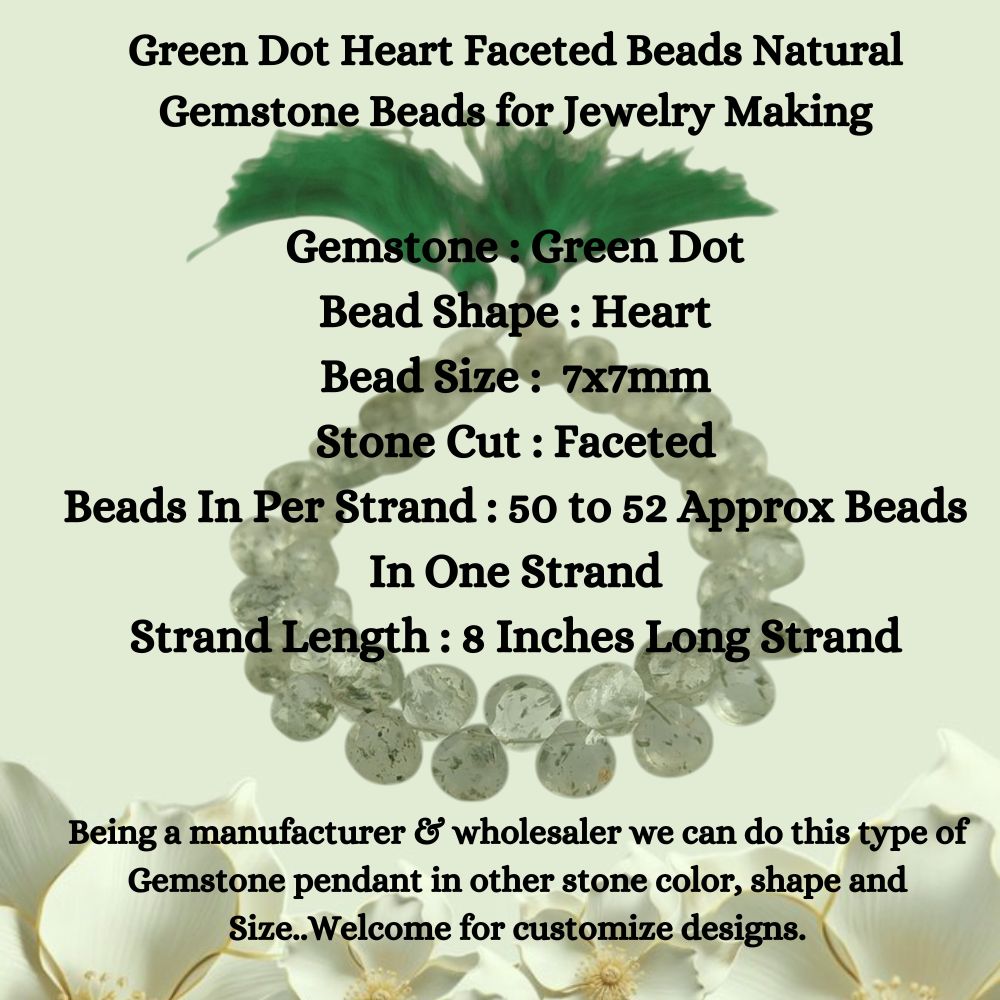 Natural Green Dot Heart Gemstone Beads – Perfect for Handmade Jewelry