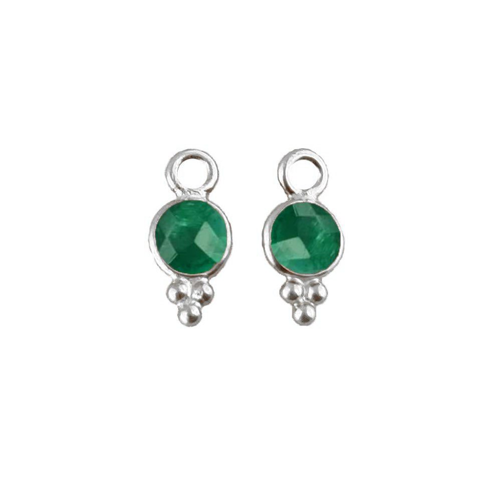 Handcrafted 4mm Round Emerald Bezel-Set Charm Pendant