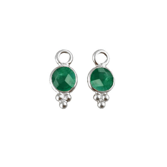 Handcrafted 4mm Round Emerald Bezel-Set Charm Pendant