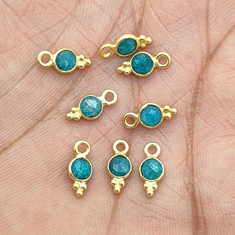 Green Emerald 4mm Gemstone Pendant Handmade Jewelry in Gold Vermeil