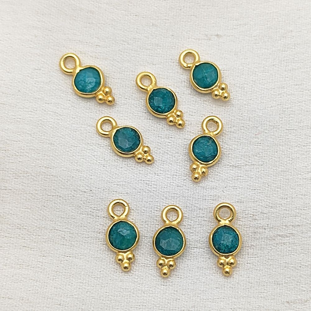 Green Emerald 4mm Gemstone Pendant Handmade Jewelry in Gold Vermeil