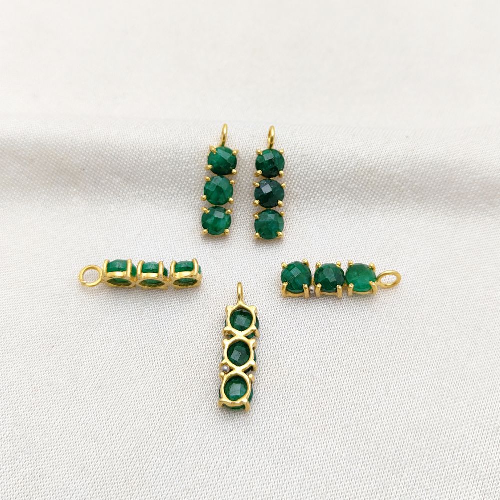 Unique handmade emerald jewelry in gold and silver tones