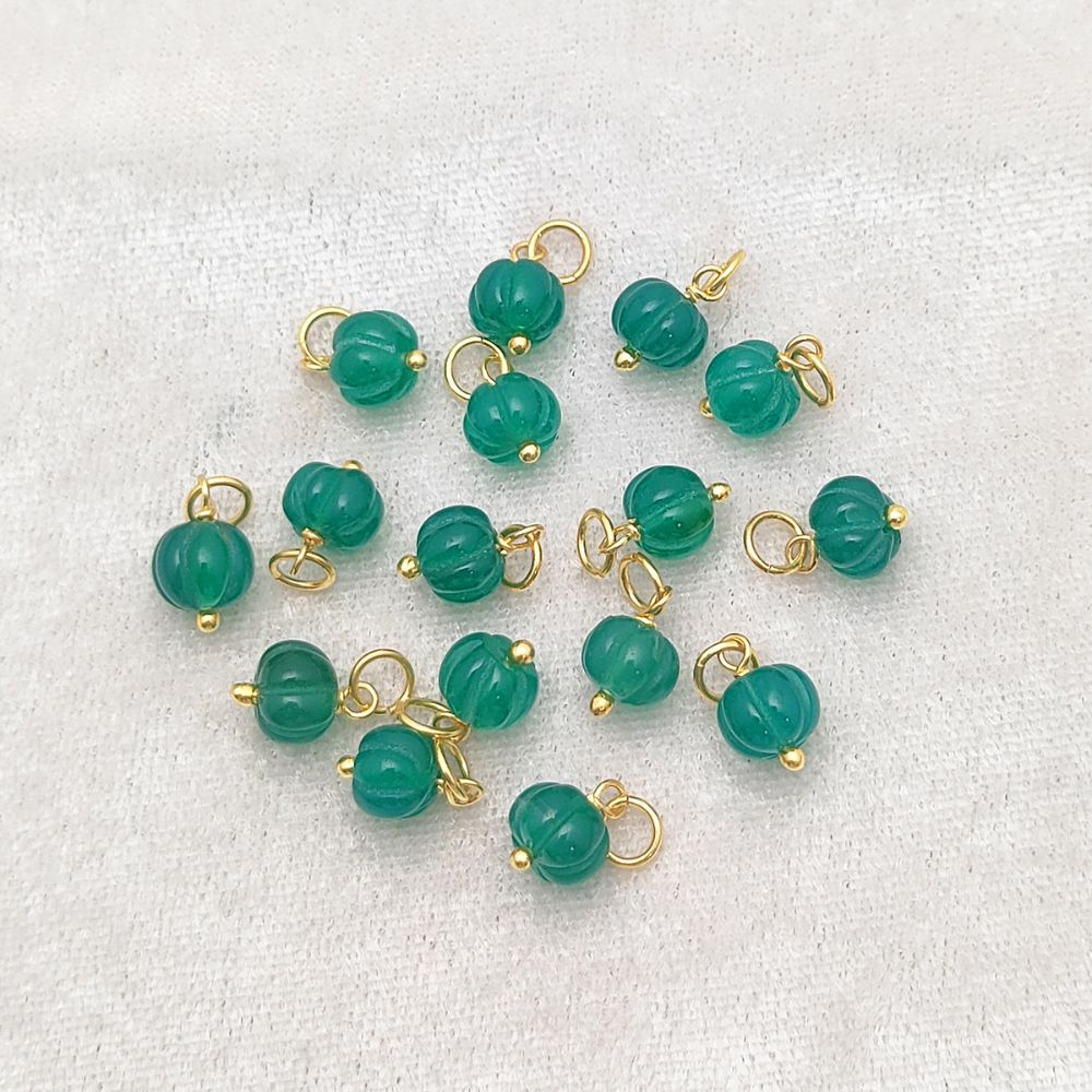 Green Onyx Gemstone Pumpkin Pendant Handcrafted Bead Charm for DIY Jewelry Making- Selling Per Piece