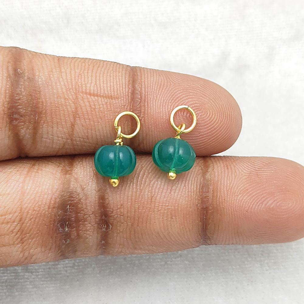 Green Onyx Gemstone Pumpkin Pendant Handcrafted Bead Charm for DIY Jewelry Making- Selling Per Piece