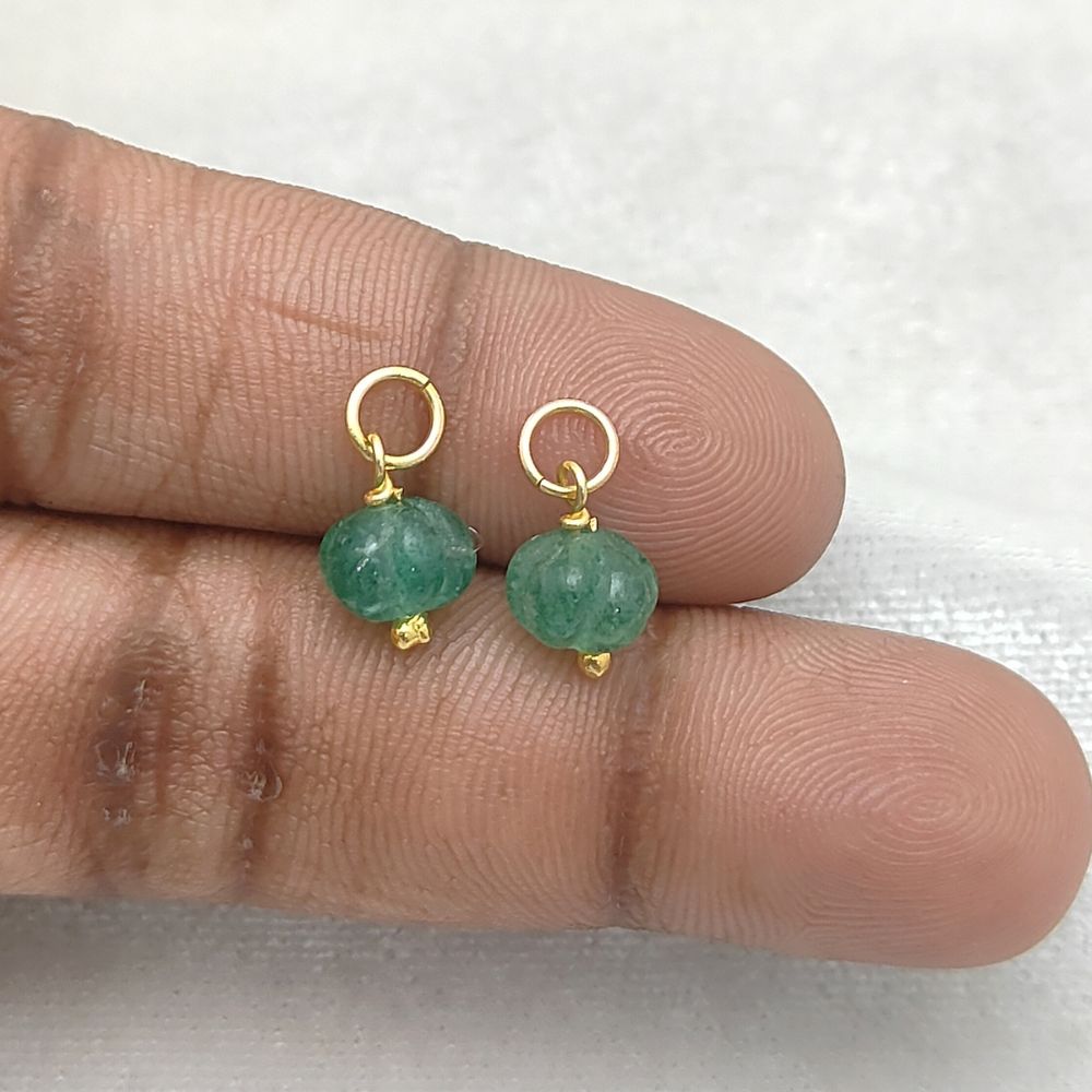 Green Strawberry Quartz Melon Bead Pumpkin Carved Gemstone Pendant for DIY Crafts- Selling Per Piece