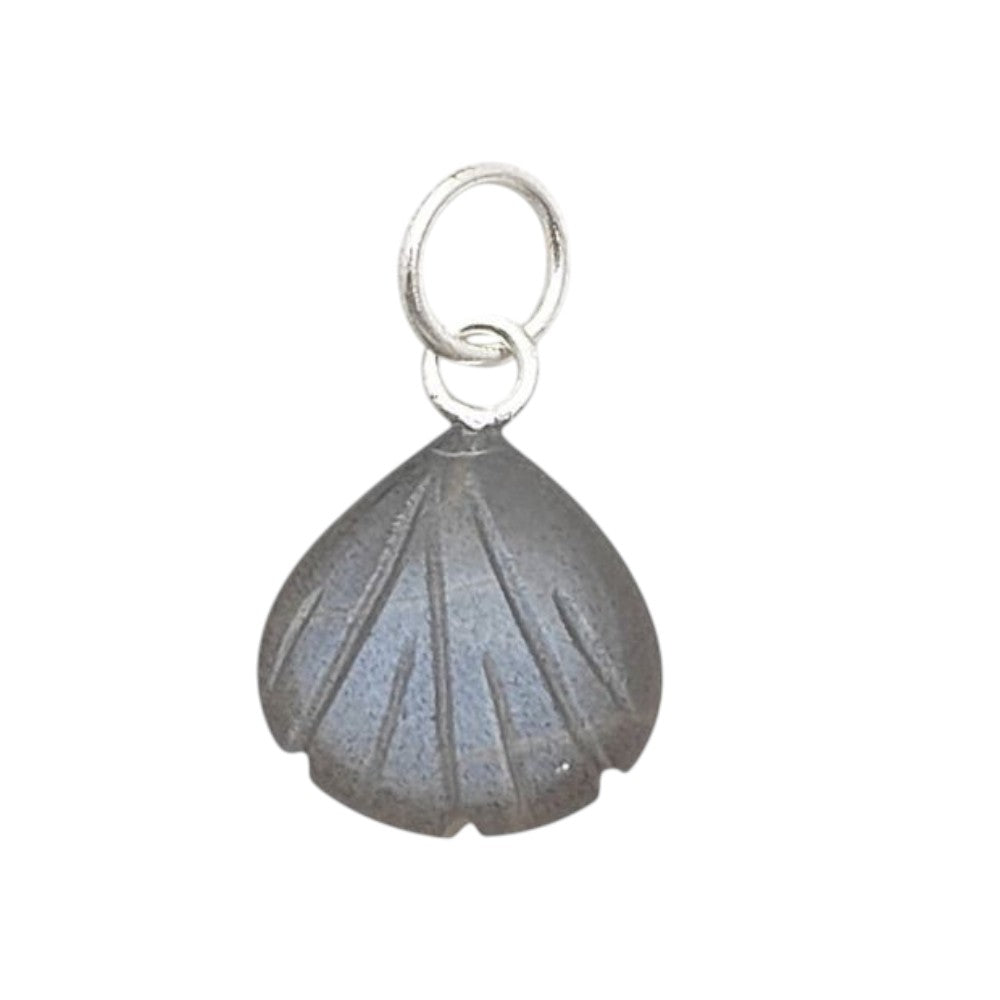 Gold Plated Sterling Silver Grey Moonstone Seashell Pendant Natural Gemstone Jewelry