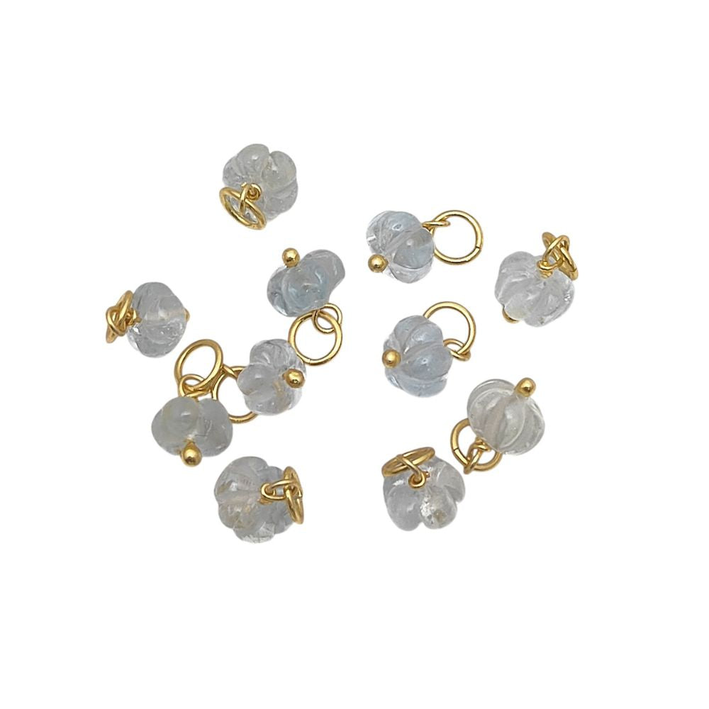 Hand-Carved Blue Topaz Pumpkin Pendant Natural Gemstone Bead for DIY Jewelry & Gifts- Selling Per Piece