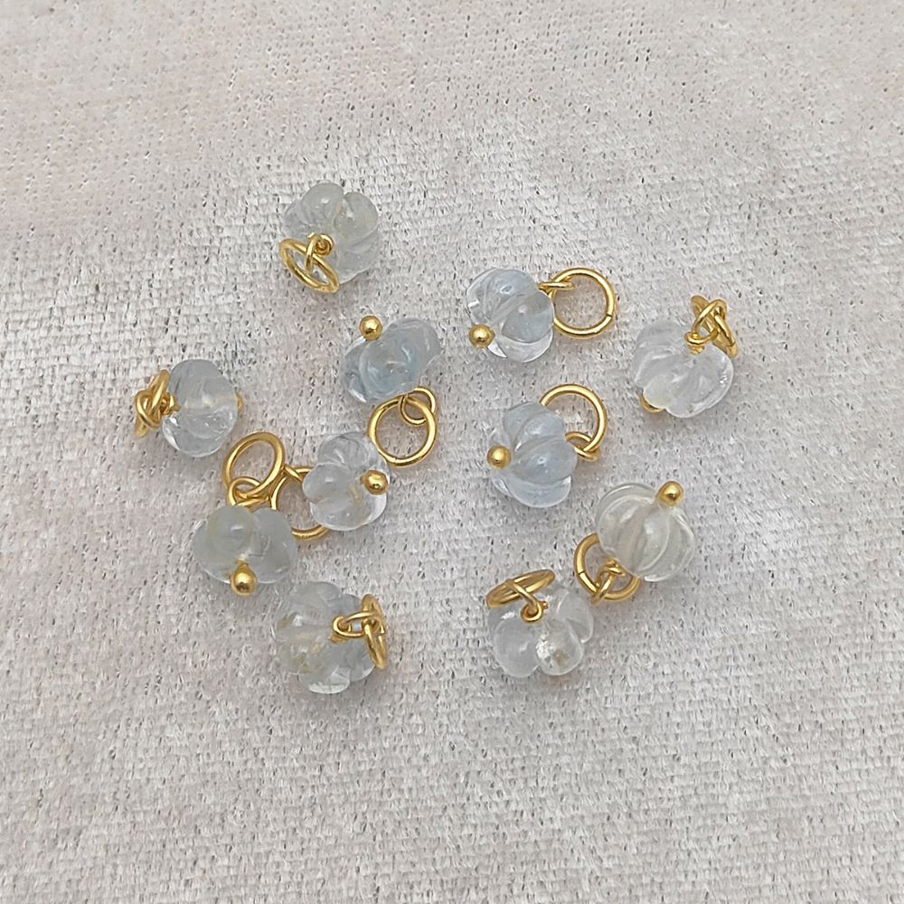 Hand-Carved Blue Topaz Pumpkin Pendant Natural Gemstone Bead for DIY Jewelry & Gifts- Selling Per Piece