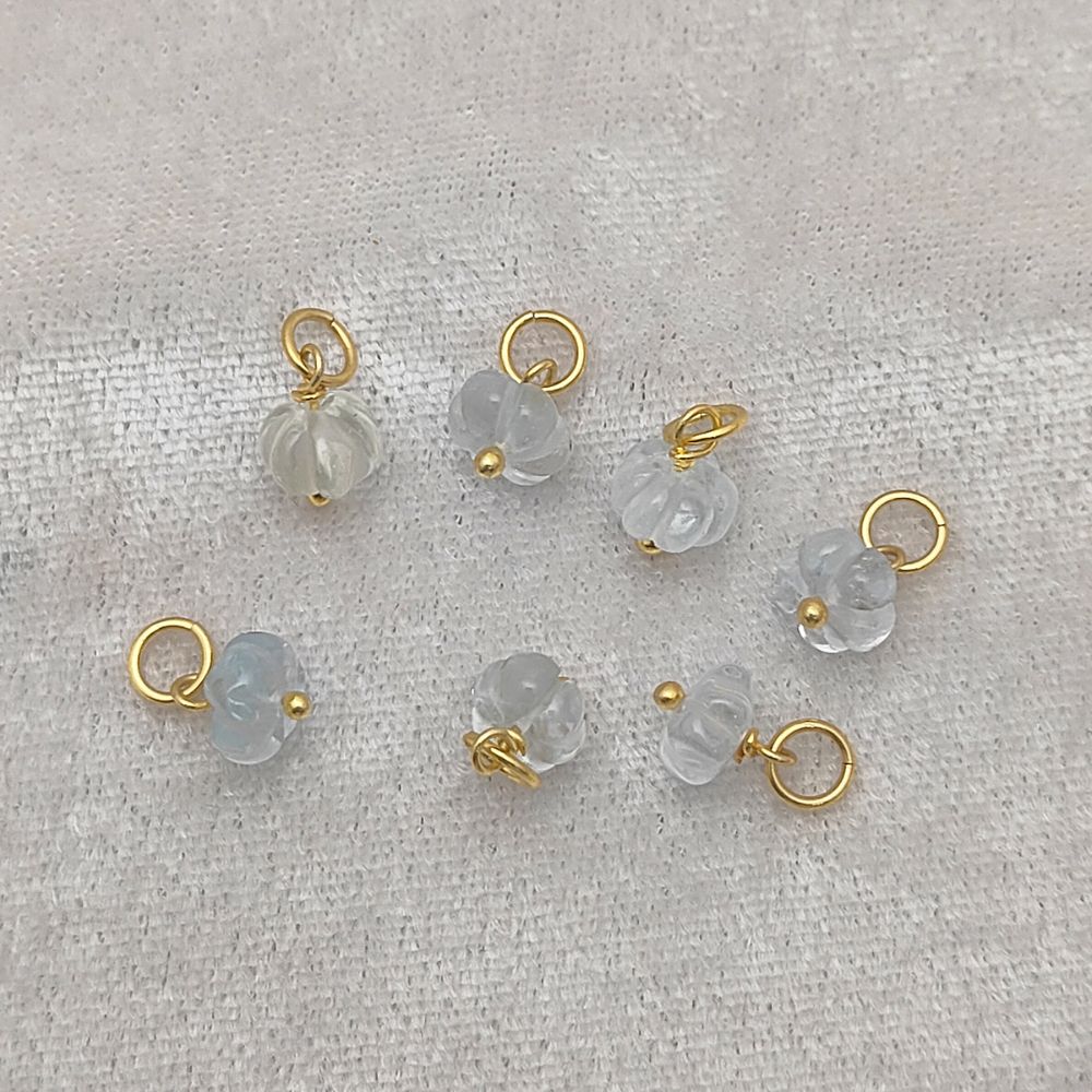 Hand-Carved Blue Topaz Pumpkin Pendant Natural Gemstone Bead for DIY Jewelry & Gifts- Selling Per Piece