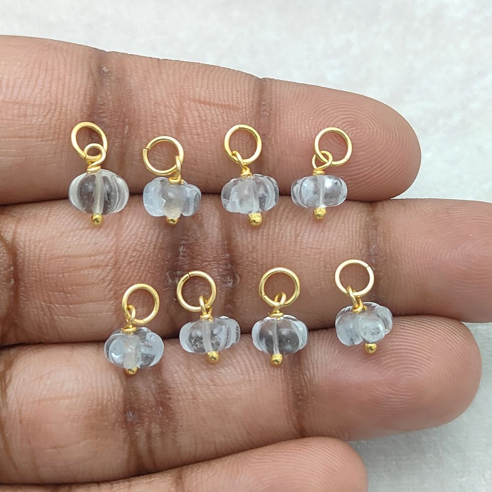 Hand-Carved Blue Topaz Pumpkin Pendant Natural Gemstone Bead for DIY Jewelry & Gifts- Selling Per Piece