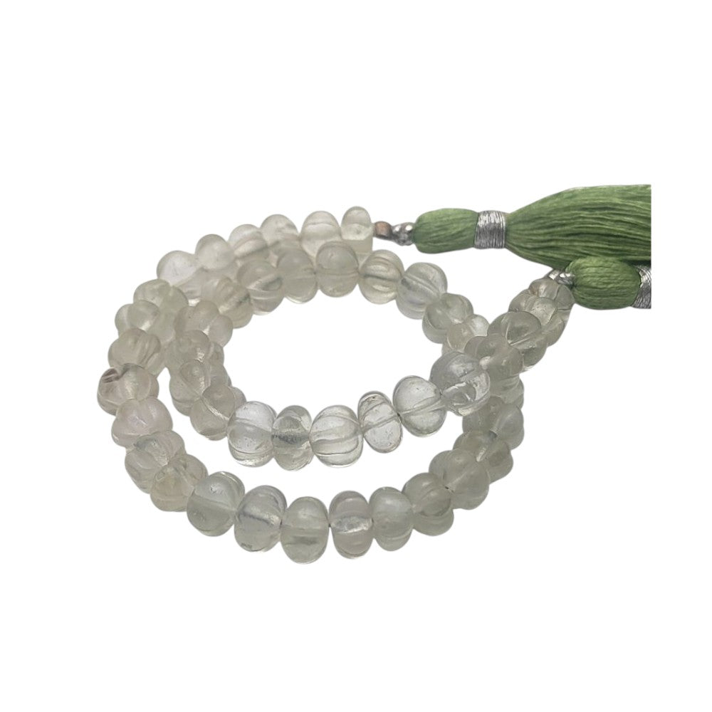 Hand-Carved Green Amethyst Pumpkin Beads Natural Gemstones for Boho & Seasonal Jewelry