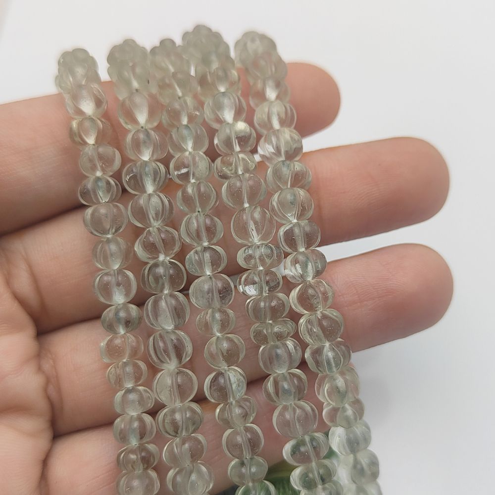 Hand-Carved Green Amethyst Pumpkin Beads – Natural Gemstones for Stunning Boho Jewelry