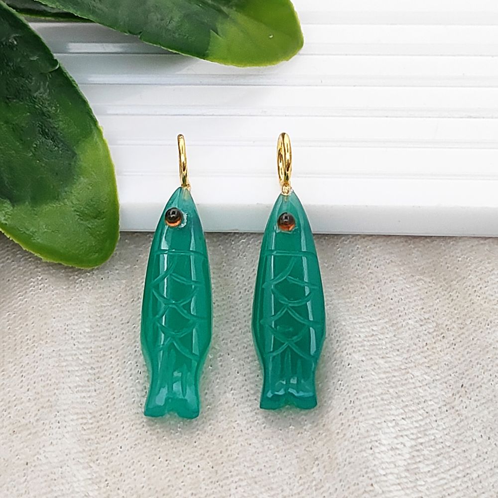 Sterling silver ocean animal pendant carved green onyx