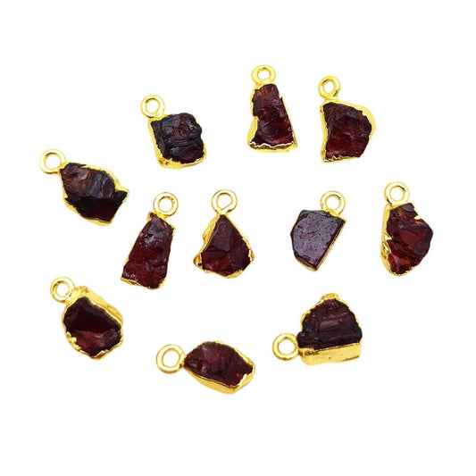 Handcrafted Garnet Birthstone Pendant Raw Crystal with Gold Electroplated Healing & Energy Jewelry- Selling Per Piece