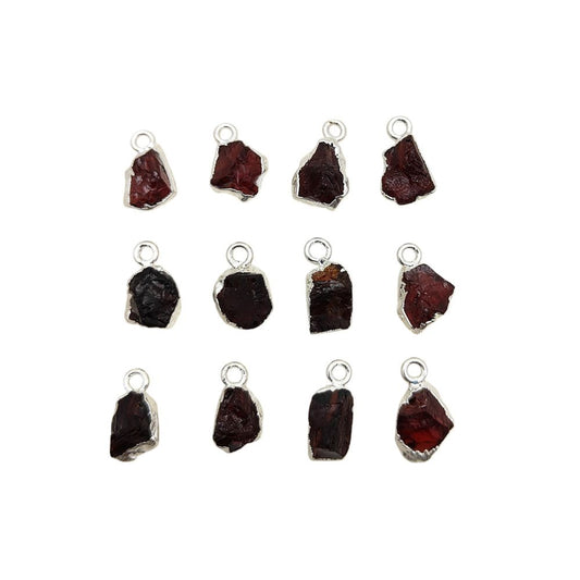 Handcrafted Garnet Birthstone Pendant Raw Crystal with Silver Electroplated Healing & Energy Jewelry- Selling Per Piece