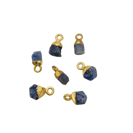 September Birthstone Sapphire Pendant Raw Crystal with Gold Electroplated Cap for Spiritual Jewelry- Selling Per Piece