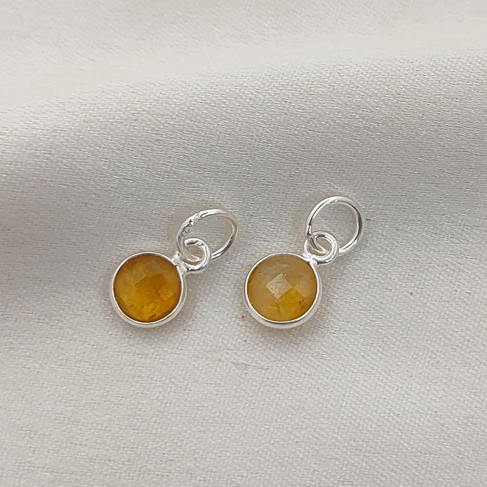 Handcrafted Citrine Pendant 6mm Faceted Round November Birthstone Gemstone Necklace Charm in Gold Vermeil & Sterling Silver- Selling Per Piece