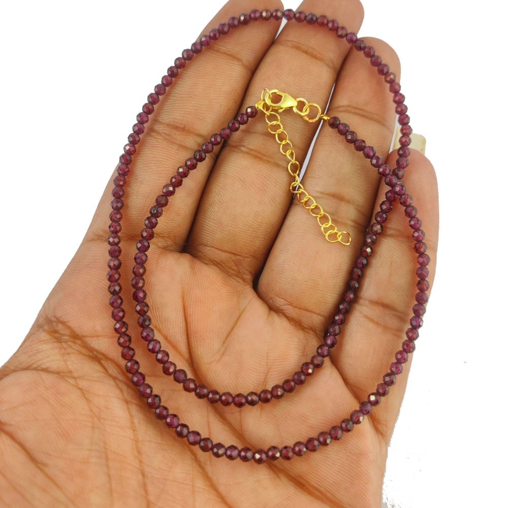 Boho Chic Ruby Necklace with Adjustable 18+2 Inch Chain