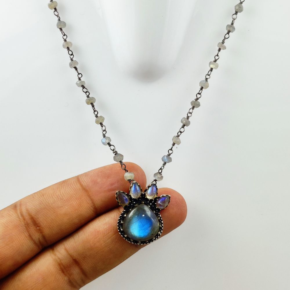 Handmade 14mm Heart Shape Multi-Gemstone Necklace with Oxidized Beaded Chain Minimalist Jewelry Gift for Her- Selling Per Piece